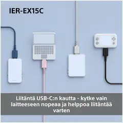 Sony langalliset nappikuulokkeet USB-C liitännällä IER‑EX15CP pinkki - 3