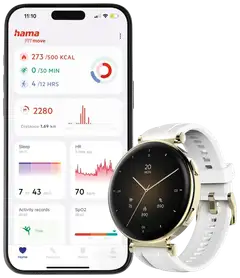 Hama Smart Watch 7000 älykello, AMOLED 1.32", IP68, kulta/valkoinen - 10