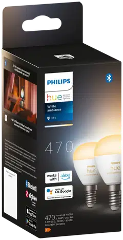 Philips Hue LED-lamppu Luster 5.1W E14 2200-6500K 470LM lämmin valkoinen 2 kappaletta - 2