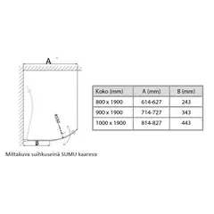 Indoor suihkuseinä Sumu kaareva kääntyvä 90 cm - 6
