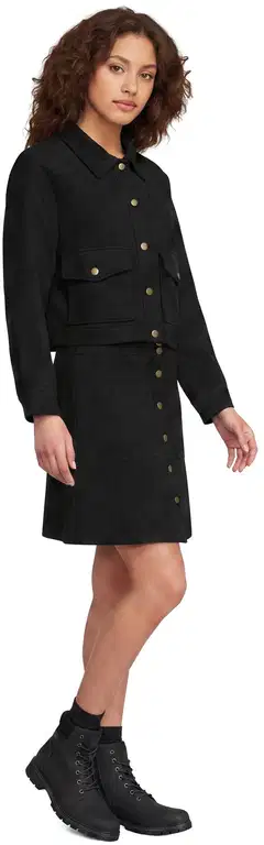 WKLY. naisten lyhyt pehmeäpintainen tekosäämiskähame painonapituksella 221W312656 - black - 3