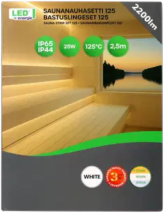 Led Energie Saunanauhasetti 125 valkoinen 2,5m 2700K 10W/m IP44/65 2200lm himmennettävä - 7