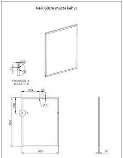 Kehyspeili musta 60cm (Kalla) - 2