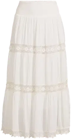 Margaux Riviera naisten pitkä pitsihame SDL-04 - WHITE - 2