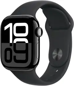 Apple Watch Series 10 GPS 42mm Jet Black alumiinikotelo, Black Sport ranneke - M/L - MWWF3QN/A - 2