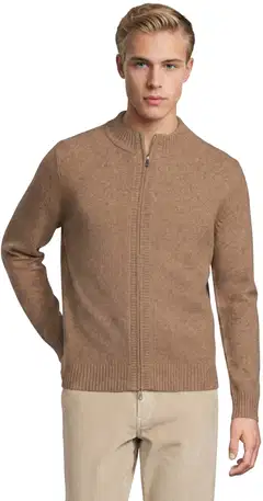 WKLY. miesten pehmeäpintainen vetoketjullinen neuletakki 195W362671 - brown melange - 1