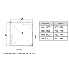 Indoor suihkuseinä Kaste taittuva kääntyvä 100 cm oikea - 5