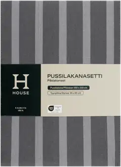 House pussilakanasetti Stripe 150x210 cm harmaa - 3