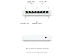 Ubiquiti edullinen 8-porttinen gigabit PoE -pöytäkytkin USW-Lite-8-POE - 7