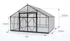 Ecoslider kasvihuone Lux DD 4.0 X 13.9 - 5