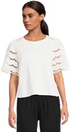 WKLY. naisten pitsihihallinen trikoopusero 213W090136 - WHITE - 1