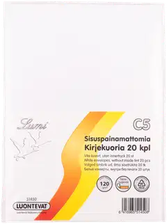 Luontevat kirjekuori Lumi C5 valkoinen tarrasuljenta 20 kpl - 1