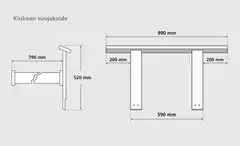 Hermanni laudepaketti tervaleppä 2090 sisältää laudetasot 500/400, kiuassuojakaide 990, penkki 691 - 5