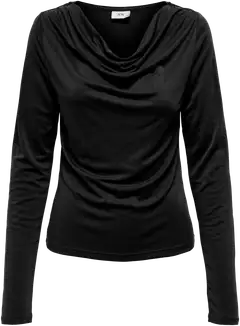 JDY naisten trikoopaita putous kauluksella Jdyester - BLACK - 1