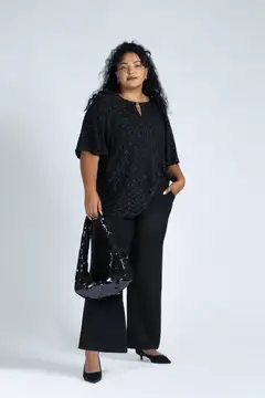 Now Curvy naisten juhlatunika 11861 - Glitter Black - 3