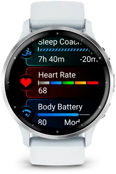 Garmin Venu 3 vaaleanharmaa ja hopeanvärinen kehys - 12