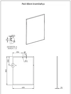 Kehyspeili kromi 60cm (Kalla) - 3