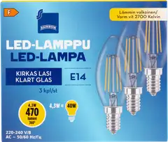 Rainbow LED-kynttilälamppu 4,3W E14 2700K 470lm kirkas lasi 3kpl - 1