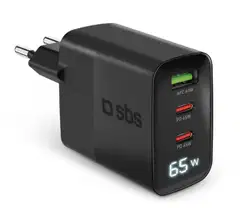 SBS seinälaturi 2x Usb-C + Usb-A + LCD 65 W - 1