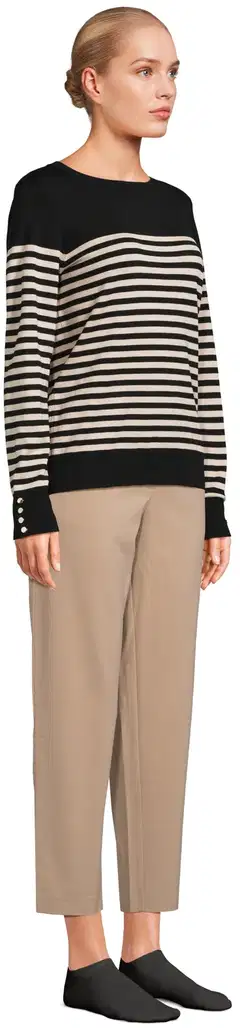 London Fog naisten raidallinen neule 213L262902 - black/beige - 4