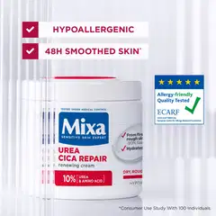 Mixa Urea Cica Repair Renewing Cream Ihoa uudistava voide kuivalle ja karhealle iholle 400ml - 6