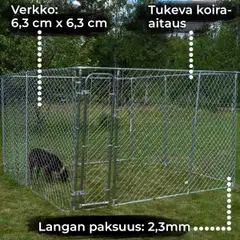 Trekker koira-aitaus 3x1,5 m harmaa - 3