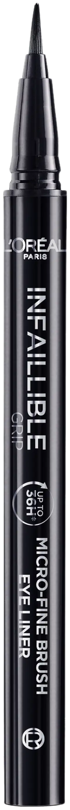 L'Oréal Paris Infaillible Grip 36H Micro-Fine eyeliner nestemäinen silmänrajausväri 0,4g - 01  Obsidian Black - 1