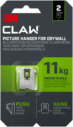 3M CLAW™-taulukoukku kipsilevylle, 11 kg 3PH11-2UKN, 2 ripustuskoukkua - 1