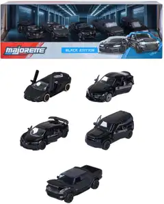 Majorette Black Edition pikkuautot, metalivalettu (die-cast), 7,5 cm, 1:64, 5 kpl/lahjapakkaus - 1