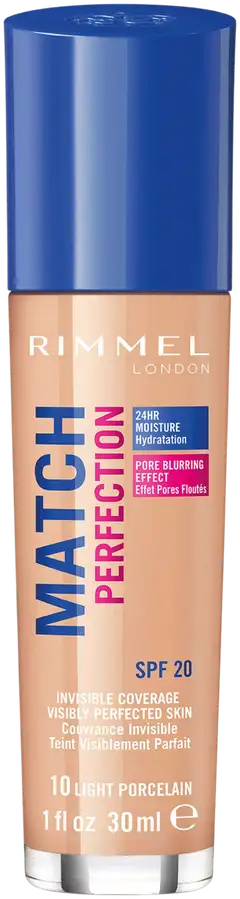 Rimmel 30ml Match Perfection Foundation SPF 20 Light Porcelain meikkivoide - 1