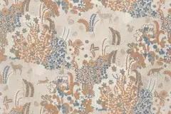 Sandudd Säihke 867-07 vinyylipintainen kuitutapetti, metsäneläimet beige pohja. Rullamitta 10,05*0,53m - 1