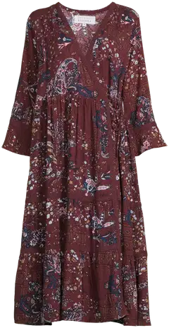 Margaux Riviera naisten kuviollinen midi kietaisumekko SOK-007 - WINE - 2