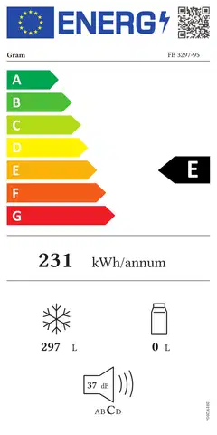 Gram säiliöpakastin FB 3297-95, tilavuusluokka 300 l, valkoinen - 3