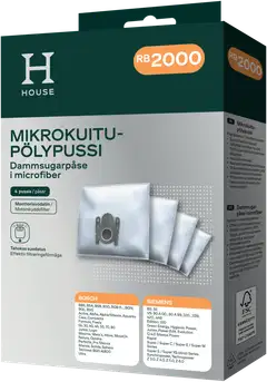 House RB2000 pölypussi 4 kpl + moottorisuodatin - 1