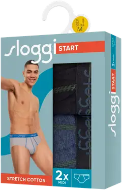 Sloggi miesten alushousut start midi mallinen tuplapakkaus - V004-MULTIPLE COLOURS 4 - 7