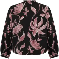 Now Curvy naisten kuosillinen paitapusero koristenapilla, D-mitoitus - D.purple&pink - 2