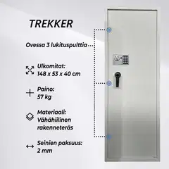 Trekker asekaappi 10 Asetta AS1000 V2, Digitaalilukolla, Valkoinen - 3