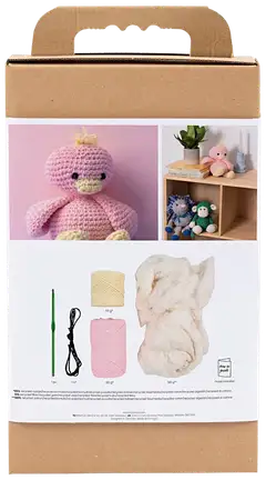 Amigurumi Askartelusetti, Ankka, vaaleanpinkki, vaaleankeltainen, 1pkk/ 1 pkt - 2