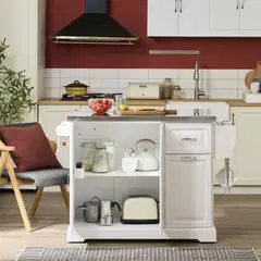 SoBuy keittiövaunu valkoinen FKW128-II-ST - 6