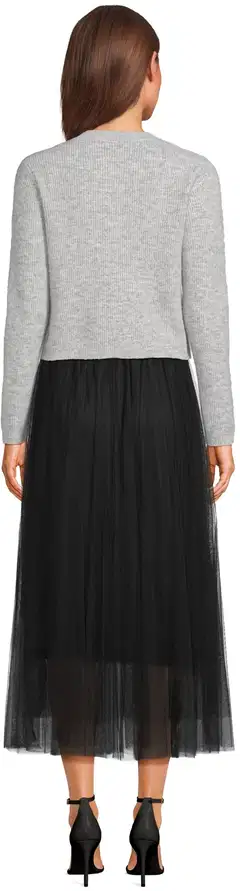 WKLY. naisten lyhyt neuletakki villasekoite 213W312681 - LT GREY MELANGE - 3