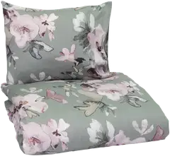 Pentik Hetki pussilakanasetti 150x210 cm + 50x60 cm kukka vihreä - 1