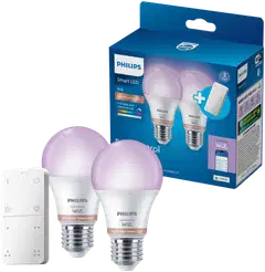 Philips Smart Lighting aloituspakkaus A60 E27 8.5W RGB 2 kpl kaukosäätimellä - 1