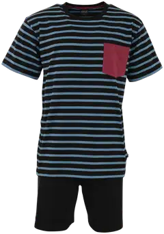 RATIA miesten shortsipyjama - musta/turkoosi - 1