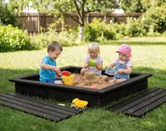 Kannellinen hiekkalaatikko, grafiitin harmaa, 120x120 cm - 4