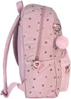 Pinkki koulureppu pompomilla - 2