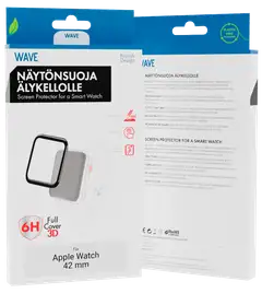 Wave 3D PMMA näytönsuoja, Apple Watch 42mm (Series 1, 2 & 3), Musta Kehys - 1