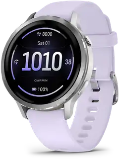 Garmin älykello Venu 4 – 41 mm, hopeanvärinen ja sinivioletti silikonihihna - 1