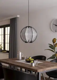 EGLO riippuvalaisin Waverton E27 40 cm musta/valkoinen - 5