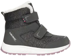 Viking lasten vedenpitävä talvikenkä Equip Glitter WP - Charcoal/ Dusty pink - 1