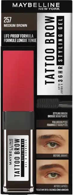 Maybelline New York Tattoo Brow 36H Styling Gel kulmageeli 6 ml - Medium Brown - 8